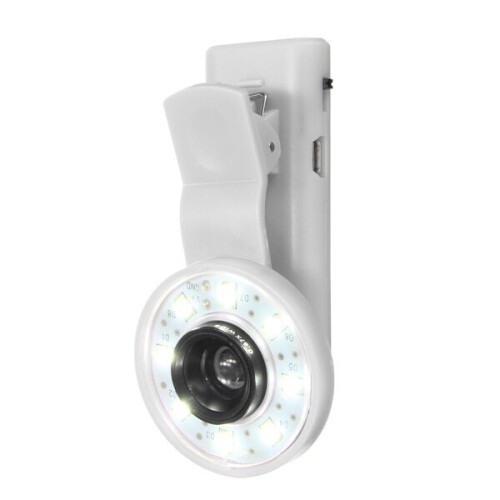 (White) Mini Clip Portable 8 LED Fill Flash Selfie Light For iPhone 6 Samsung