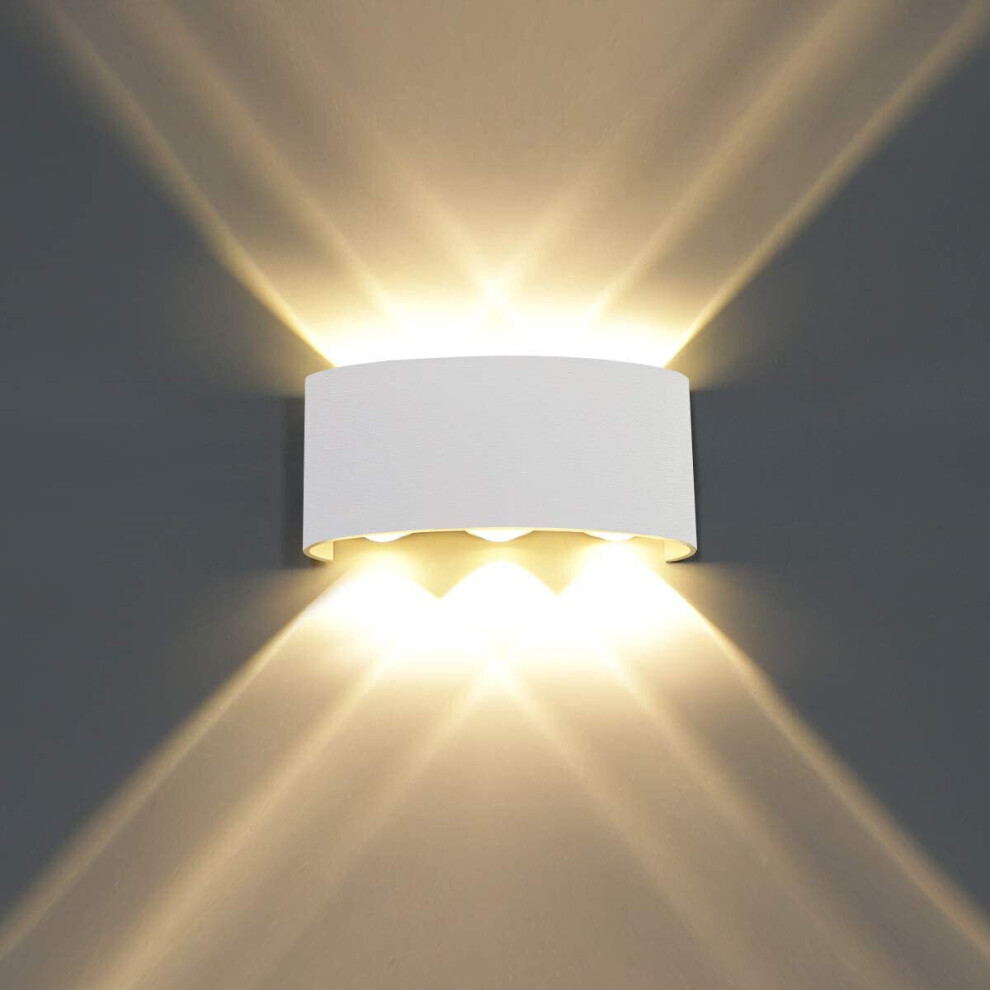 (White, 8W) Waterproof 2-8W LED Wall Light Up Down Lighting Sconce Lamp Indoor Outdoor IP65