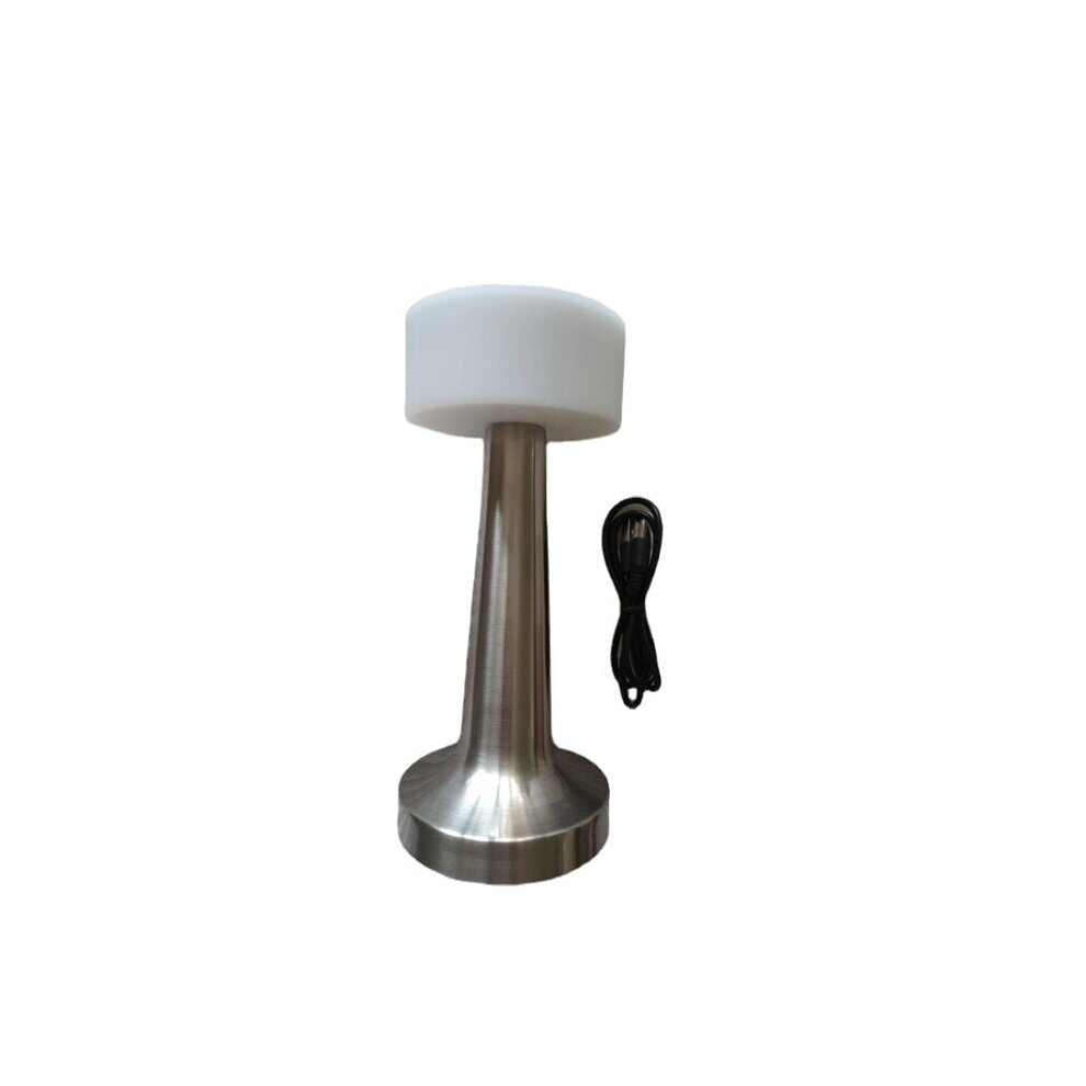 (Silver, Three-color dimming) LED Touch Sensor Lamp Rechargeable Portable Night Light for Restaurant Cafe Outdoor Table Lamps Bedside Decor Atmosphere Lights