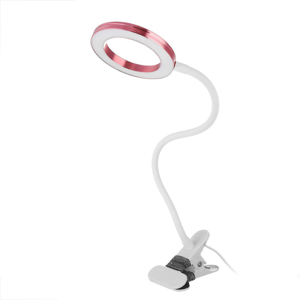 (Pink without magnifying glass) Magnifying LED Lamp USB Charging Table Light Clip-on Lamp Beauty Tattoo Reading