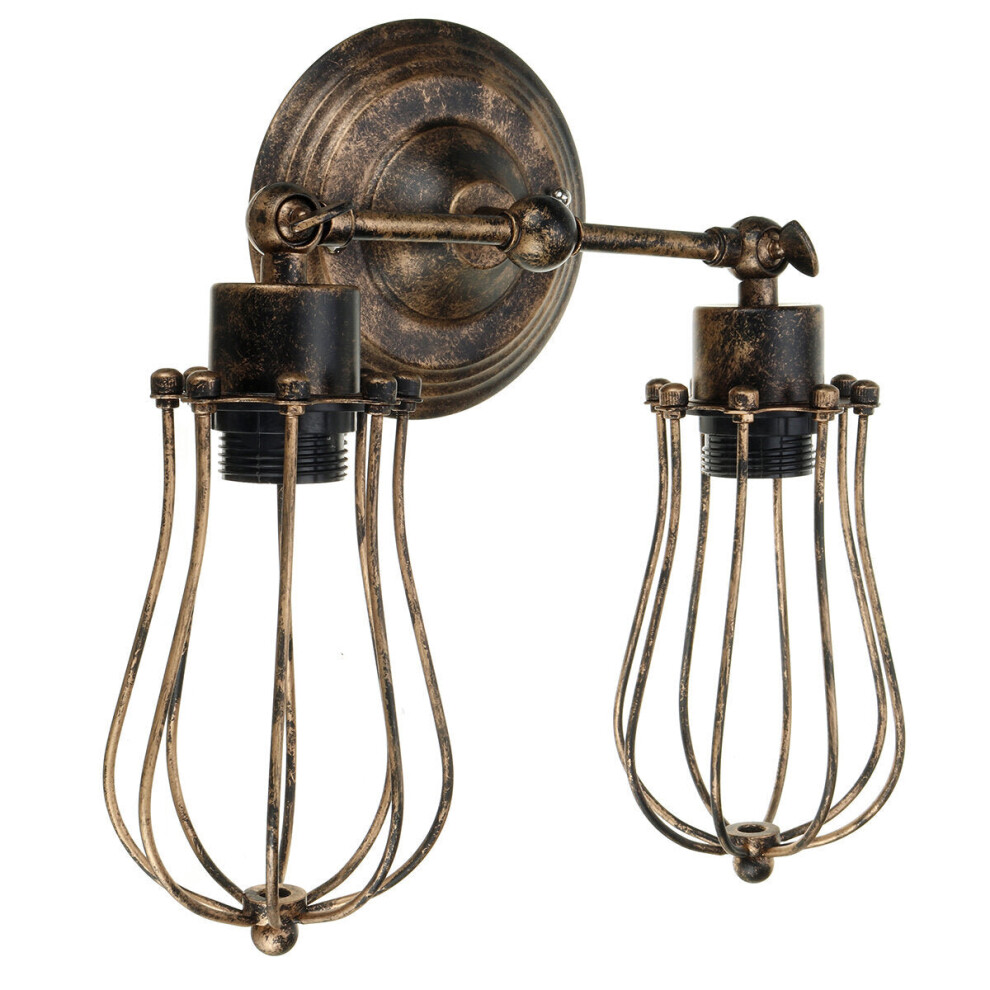 (Rust) Industrial Wall-mounted Metal Cage Wall Sconce Lampshade Light Shade Without Bulb