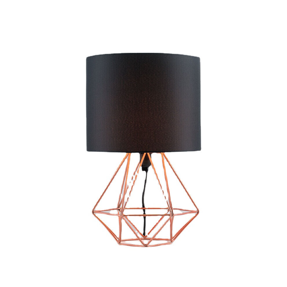 (Black and Gold) Hollowed Out Modern Desk Lamp Bedroom Bedside Geometric Table Lamp With Shade