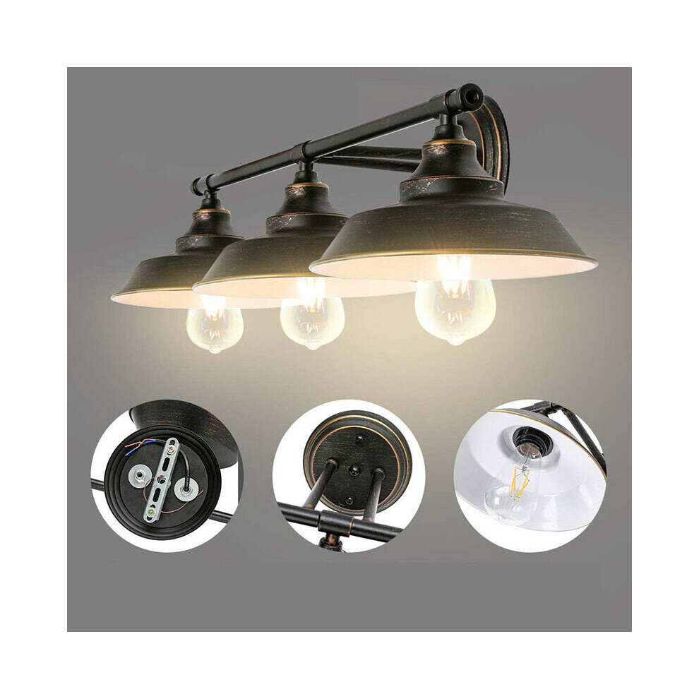 Loft Iron Sconces Indoor Modern Shade 3-head Wall Lamp Light