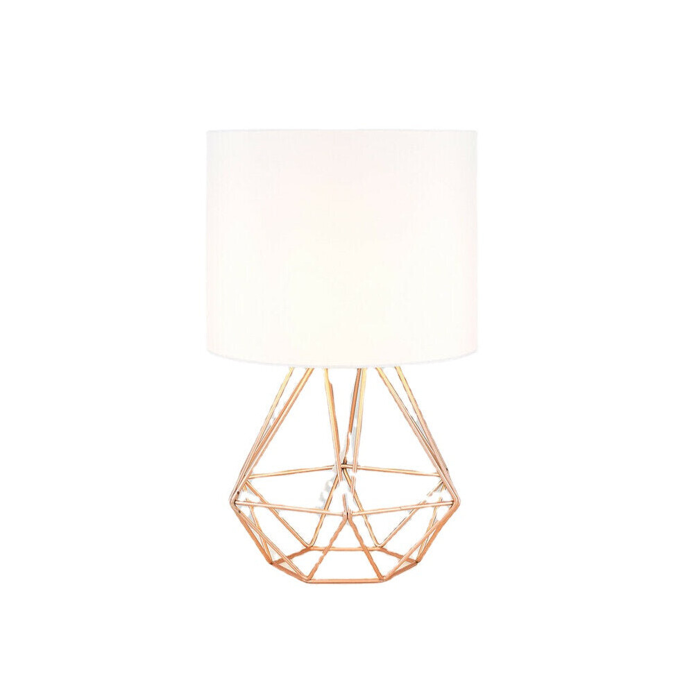 (White and Gold) Hollowed Out Modern Desk Lamp Bedroom Bedside Geometric Table Lamp With Shade