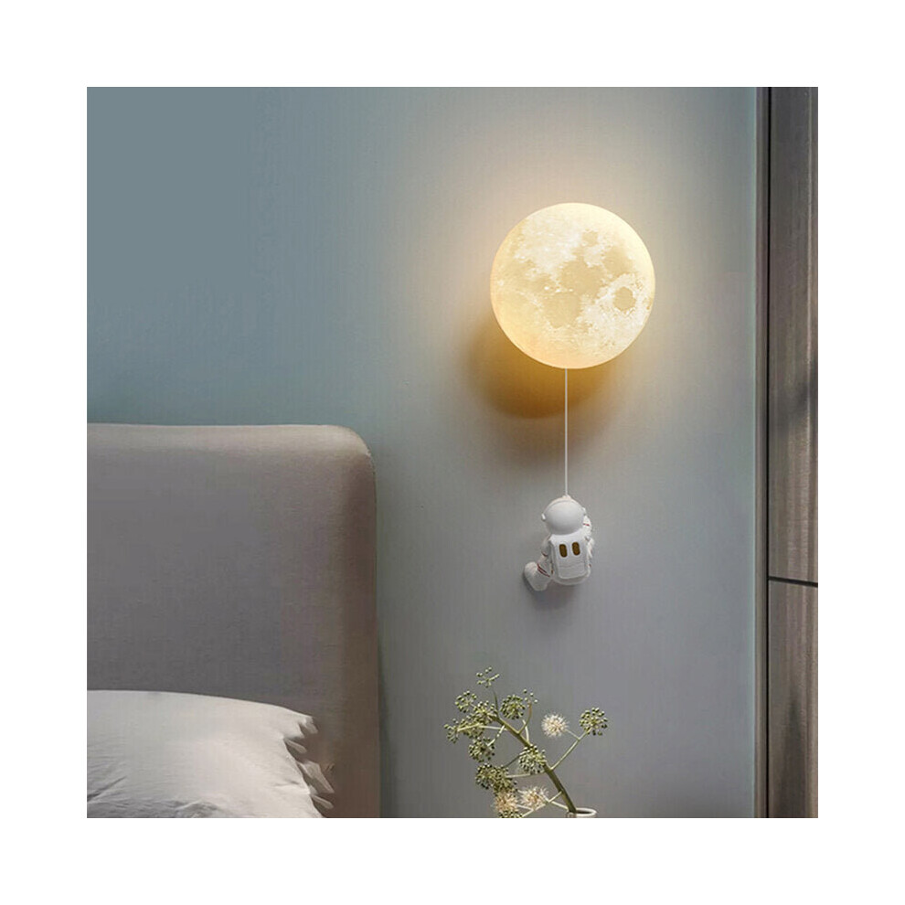 (Moon Lampshade) Moon Wall Lamp Modern Simple Creative Astronaut Cartoon Wall Lights 3-Level Dimming Suitable For Children's Room