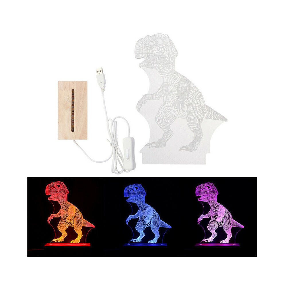USB 3D Dinosaur LED Desk Lamp Three Colors Night Light for Bedroom Home Gift Party Decor