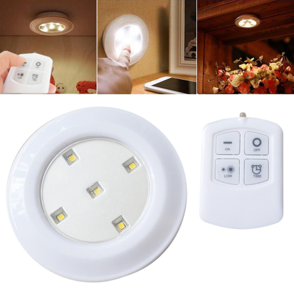 (Warm White) Wireless Remote Control Bright LED Night Light Battery Powered Ceiling Lamp for Kitchen Cabinet