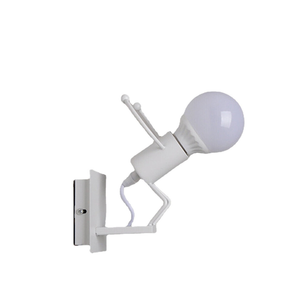 (White) Modern Creative Funny Iron People Jumping Wall Light Hanging Chandelier Fixtures Iron Art Bedside Lamp Black/White Bulb Not Include