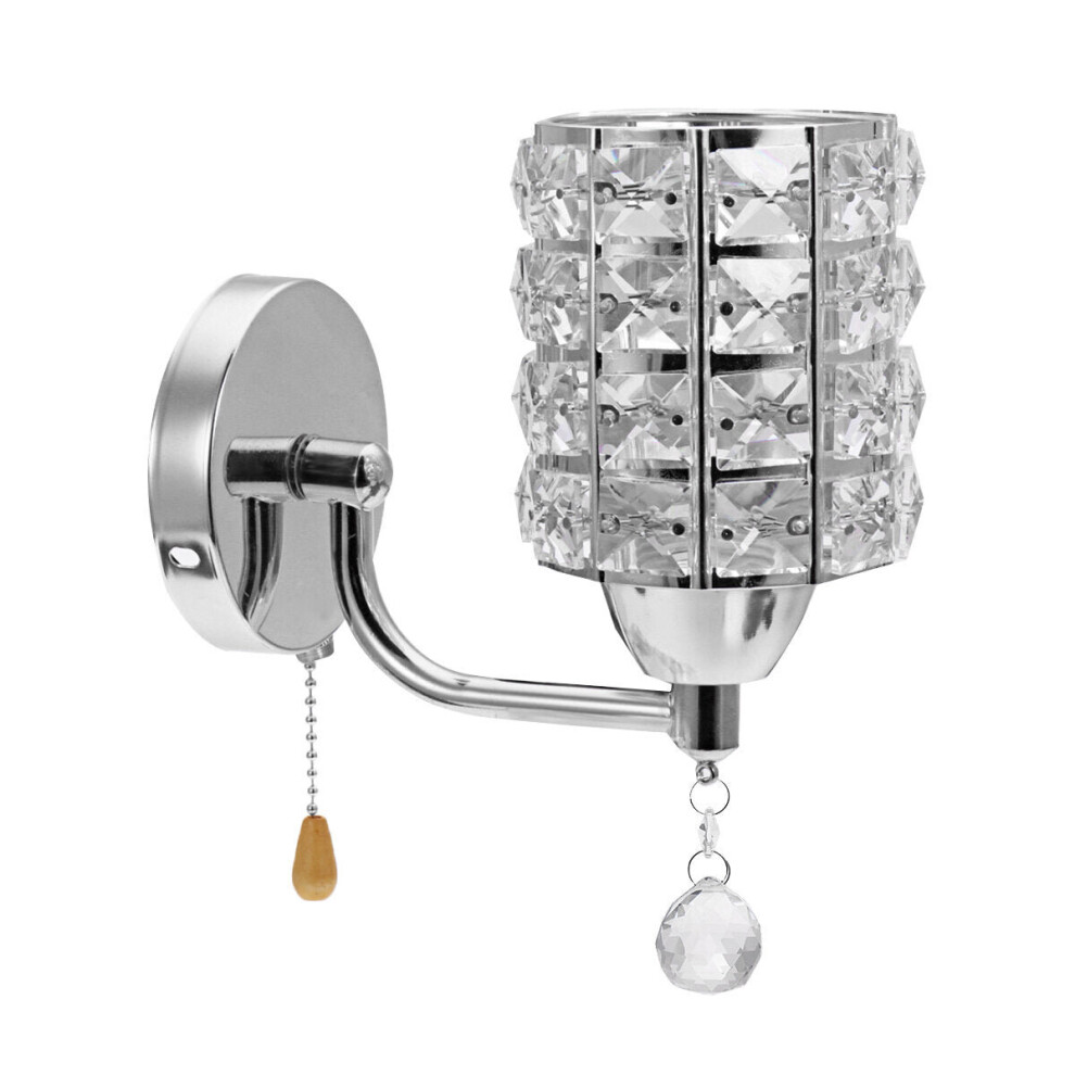 (Silver) Luxury Crystal Wall Light Modern Bedroom Aisle Sconce Lighting Lamp Fixtures Without Bulb