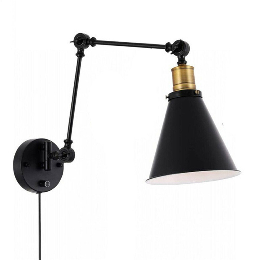 (1pc) 1/2Pcs Swing Arm Wall Lamp 110V Industrial Plug-In LED Light Corded Wall Black Finish Without Bulbs