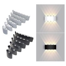 (Three-color dimming, 2 Heads) 2/4/6/8/10/12 Heads LED Wall Lamp Indoor Outdoor Waterproof Light Fixture Living Room Bedroom Stair Lamp