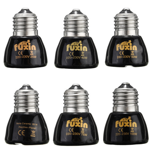 (75W) Diameter 45MM Black Infrared Ceramic Emitter Heat Light Lamp Bulb For Reptile Pets Brooder AC220V 2