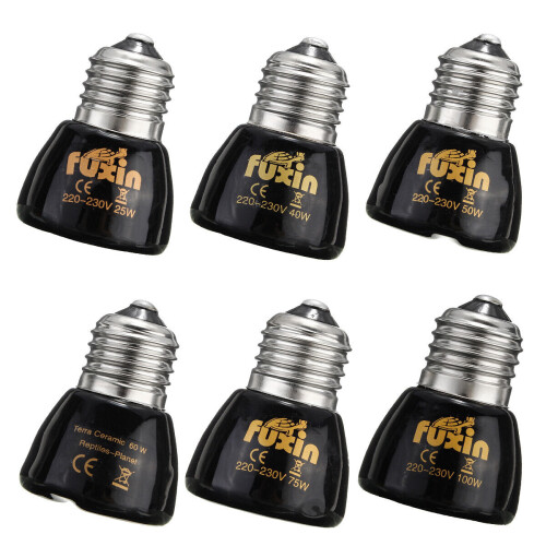 (100W) Diameter 45MM Black Infrared Ceramic Emitter Heat Light Lamp Bulb For Reptile Pets Brooder AC220V 1