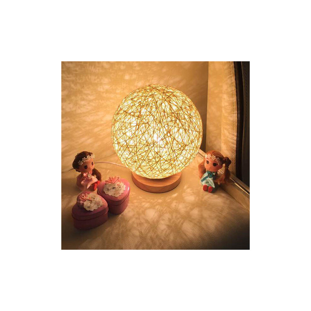 (Yellow) 60W E27 Dimmable Sepak Takraw Wood Desk Light Night Lamp AC110--220V