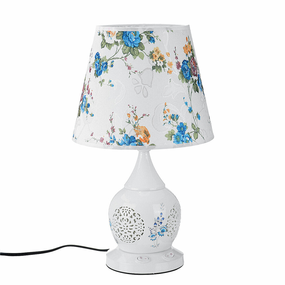 (US Plug) Chinese Style Ceramic Table Lamp Classical Household Bedroom Lamps Living Room