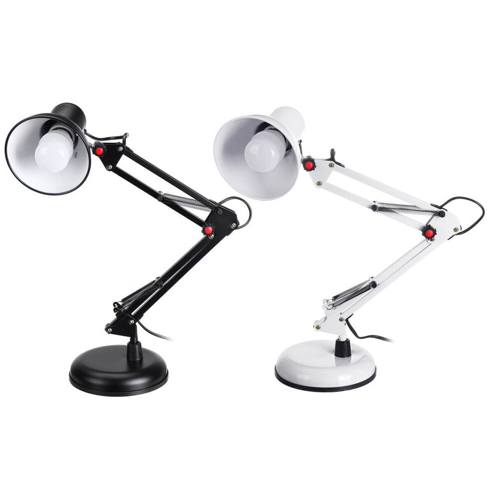 (White) 5W Super Bright Swing Arm Desk Lamp Clamp on Table Light with LED Bulb Metal Clip 220V