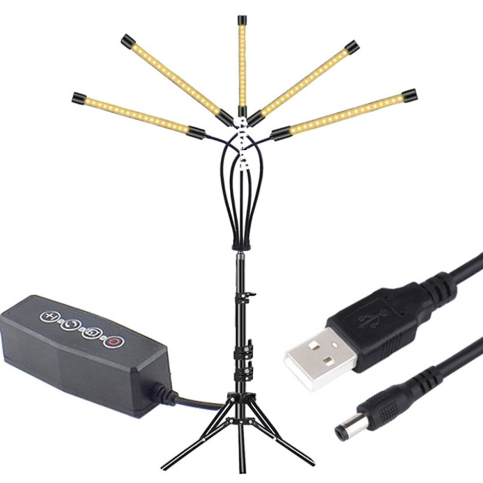 (Yellow) 5 Hesds LED Grow Light Plant Growing Lamp Lights With Tripod For Indoor Plants
