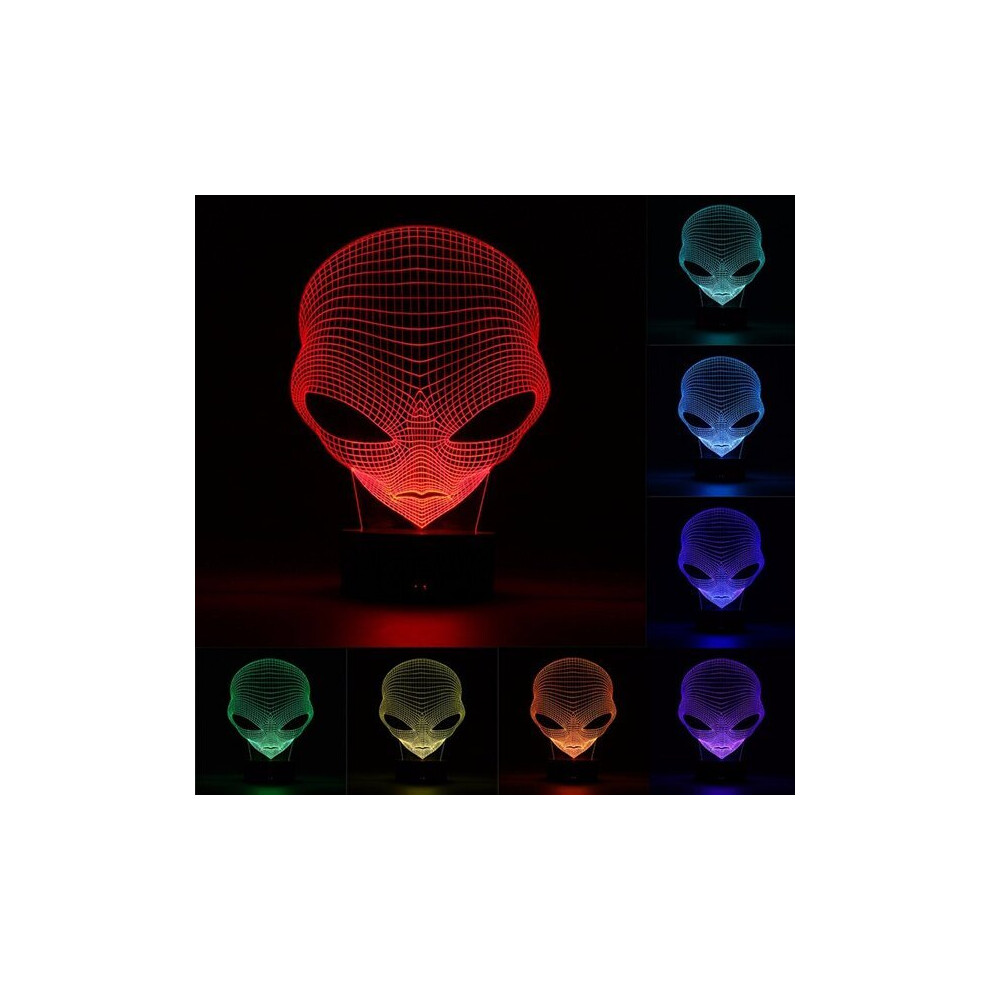 (Alien) 3D Color Changing LED Desk Table Lamp Remote Acrylic USB Night Light Christmas Gift