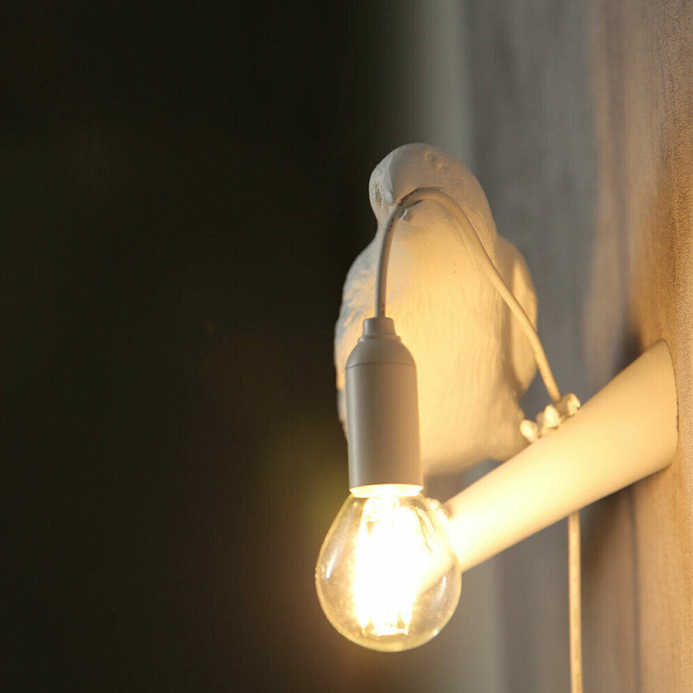 (Style B Bird Looking White) Black/White Bird Table Lamps Resin Crow Desk Lamp Bedroom Wall Sconce Light Fixtures-image-OPC-PCJW6D7-NEW