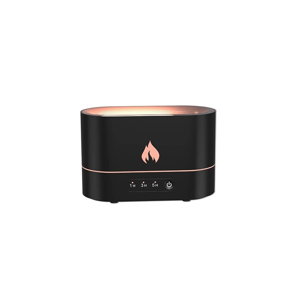 (Black) Creative Simulation Flame LED Night Light 3D Flame Aromatherapy Diffuser for Living Room Bedroom USB Rechargeable