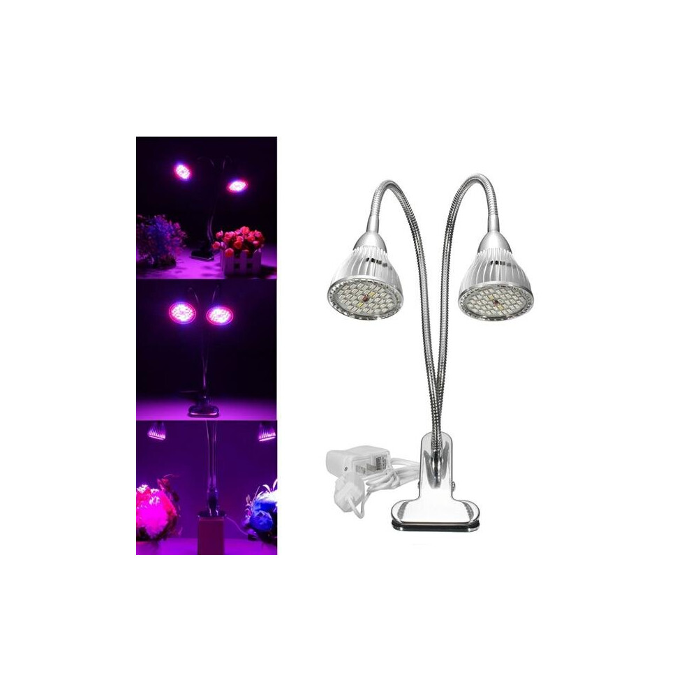 15W Flexible Clip-on Hydroponics Plant LED Dual Grow Light Full Spectrum Flower Lamp