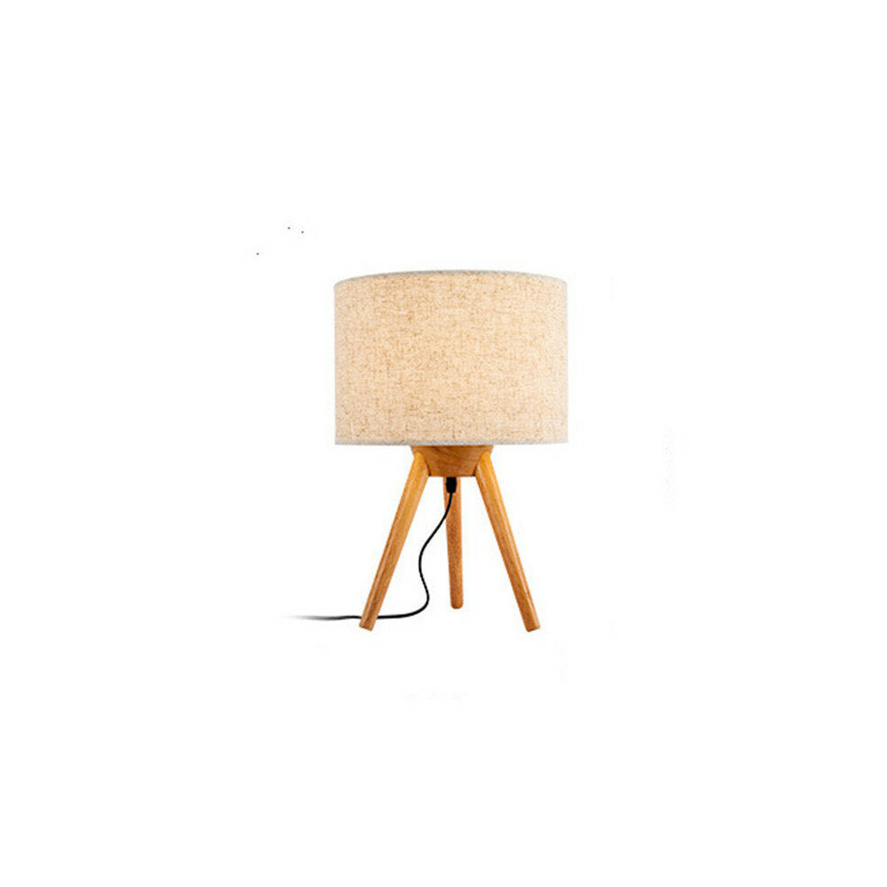 (EU Plug) American LED Creative Personality Bedroom Bedside Wooden Table Lights Nordic Wooden Art Study Desk Lamp