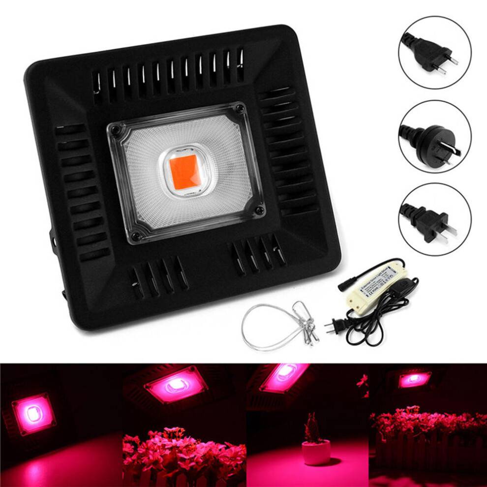 (EU Plug) 100W Full Spectrum COB LED Grow Flood Light Waterproof Plant Veg Flower Hydroponic Lamp AC90-264V