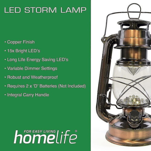 Led Storm Lamp With 15 Bright Led's / Carry Handle / Weatherproof Design / Variable Dimmer Settings 2