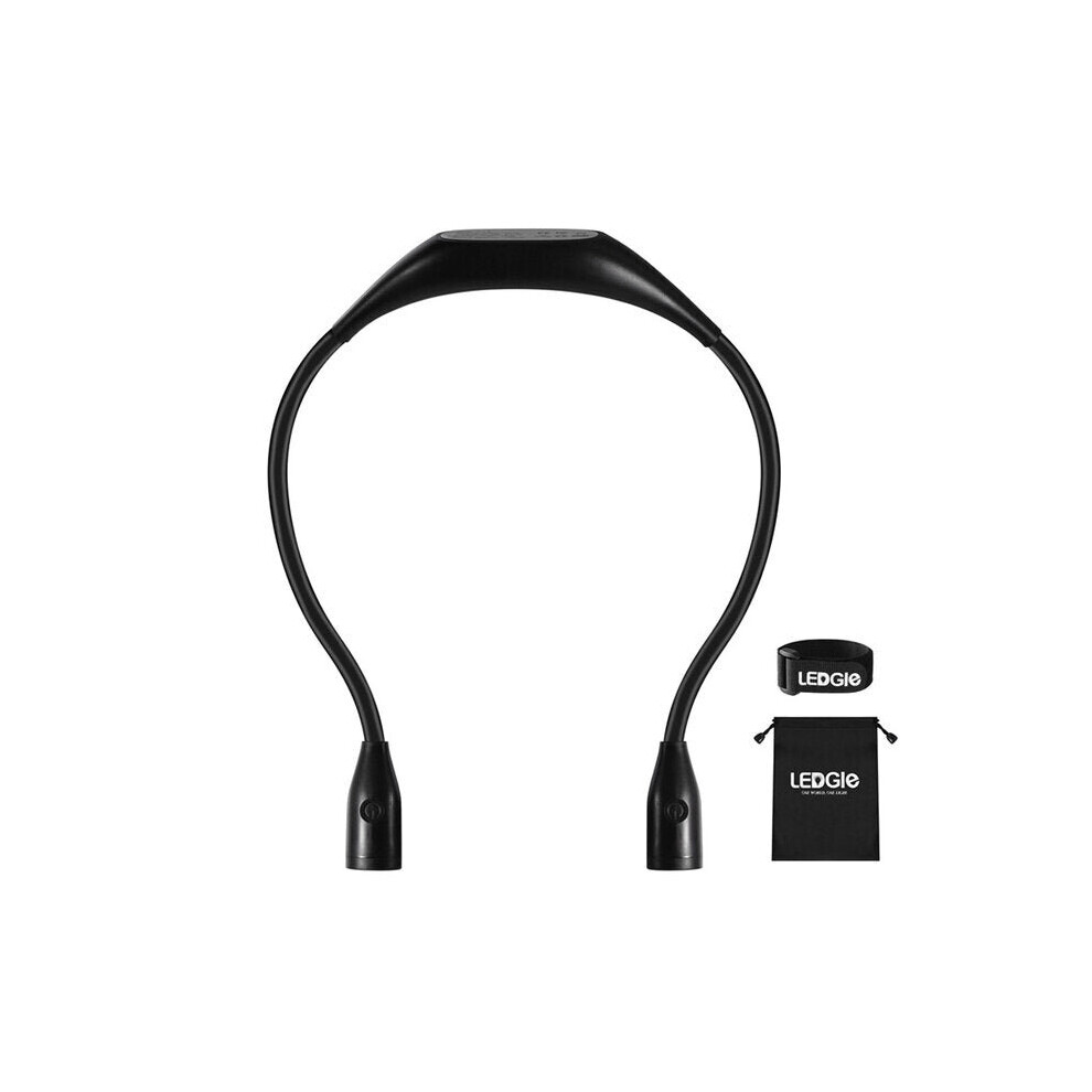 (Black) LED Book Light USB Rechargeable Halter Three-speed Adjustment Reading Lamp Portable Button Models Reading Night Lights