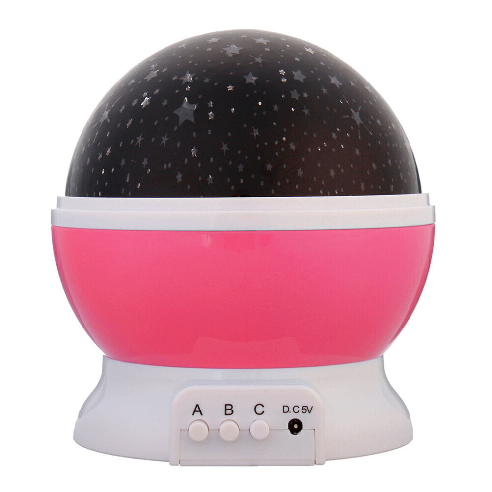 (Pink) Automatic Rotating Starry Sky Projection Lamp Star Moon Colorful Diamond Starlight Projector USB LED Night Light