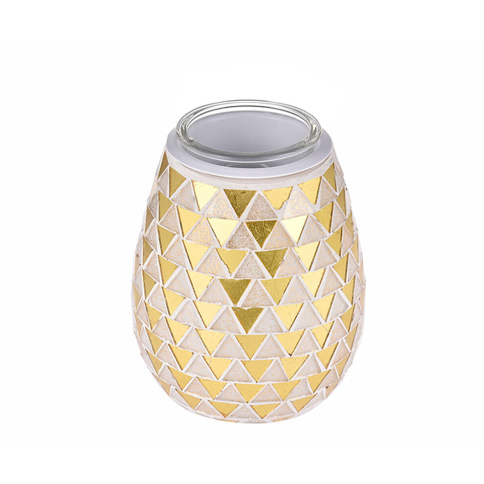 (UK Plug) 3D Glass Electric Aromatherapy Lamp Triangle Pattern Warm White Lights Home Aromatherapy Light