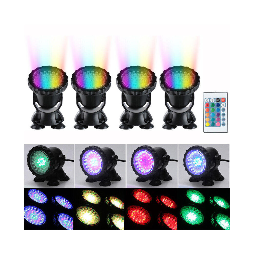 4pcs LED RGB Submersible Pond Spot Light Underwater Swimming Pool Lamps AC100-240V