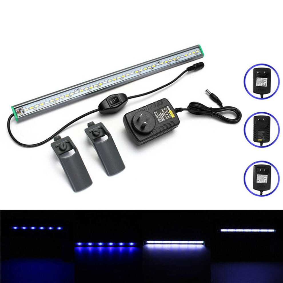 (US Plug) 40cm 39 LED Fish Tank Aquarium Light White Blue Lamp Clip on Waterproof Bar AC110-240V