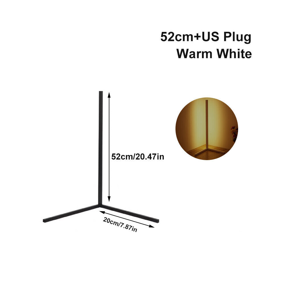 (52cm+US Plug Warm White) 52CM LED RGB Color Changing Corner Floor Lamp with Remote Study Eye Protection Bedside Lamp Vertical Desk Light Background Corner Light