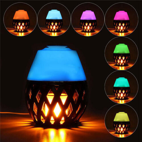 (EU Plug) Colorful LED Torch Flame Flicker Night Light Humidifier Aroma Oil Diffuser Air Purifier 2