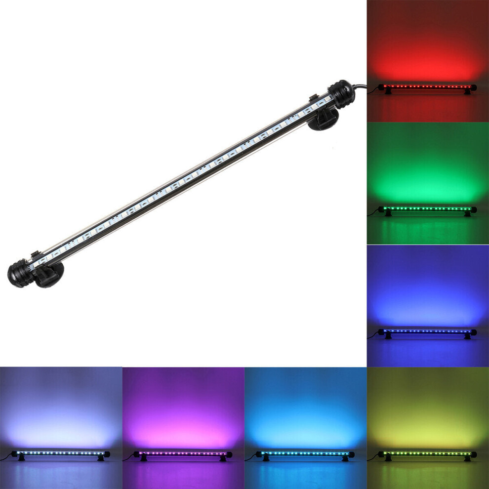 (US Plug) 38cm Bluetooth APP RGB LED Aquarium Fish Tank Lights Submersible Strip Bar Lamp