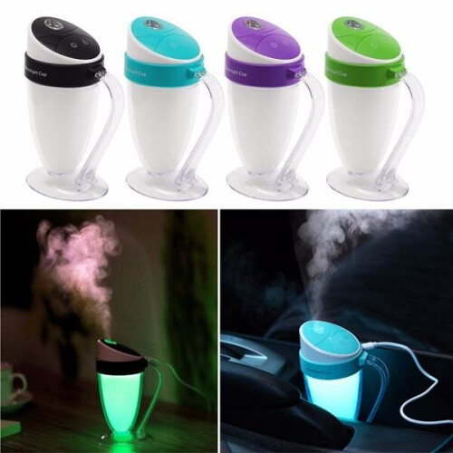 (Black) Portable USB Mini Moonlight Cup Humidifier Air Light Face Diffuser Fresher Mist Maker 2