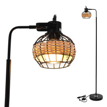 (EU Plug) Rattan Hollow Cage Design Floor Lamp Modern & Rustic Style Living Room Bedroom