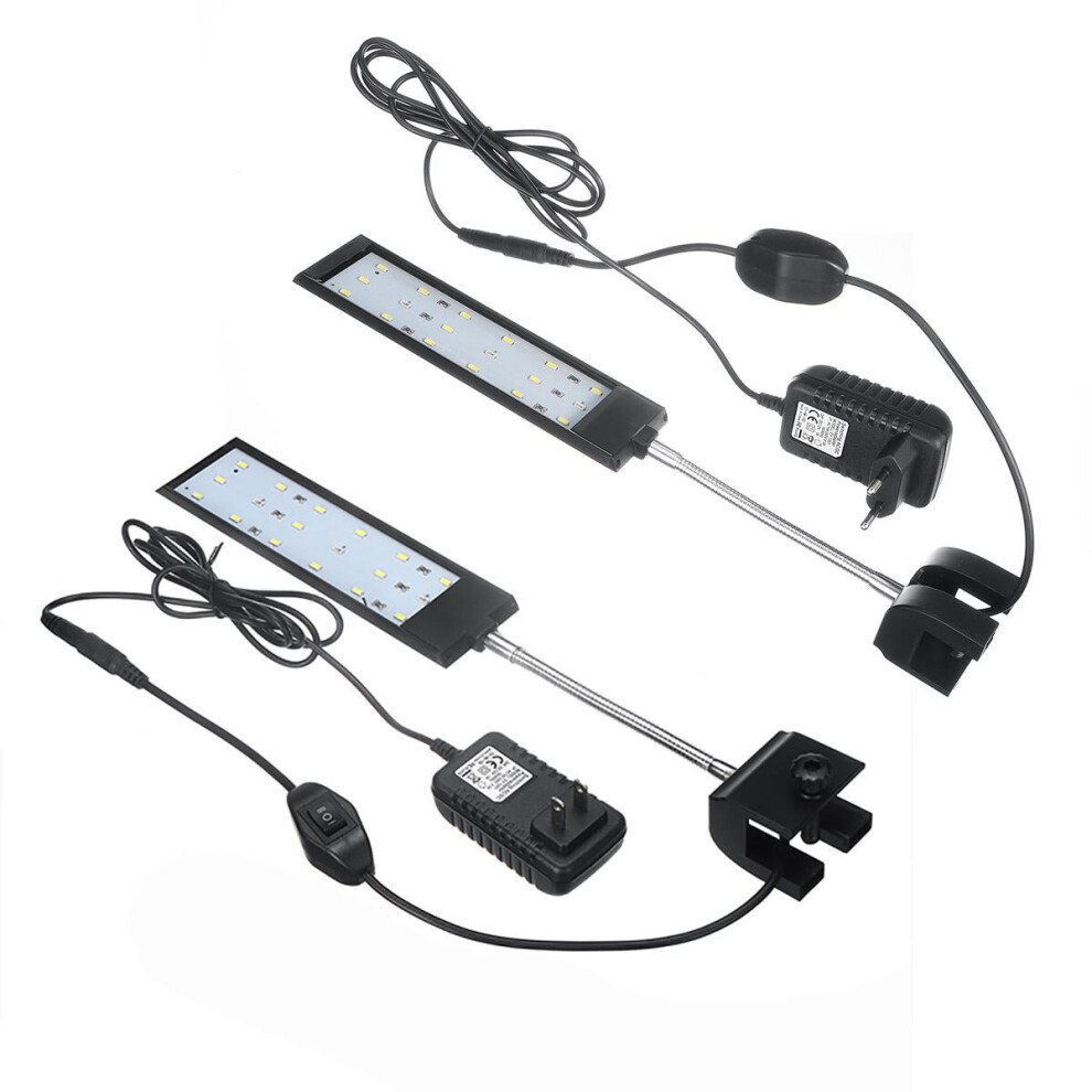 (EU Plug) 100-240V 7W Clip-on LED Aquarium Light Fish Tank Decoration Lighting Lamp with White & Blue LEDs, Touch Control, 2 Modes