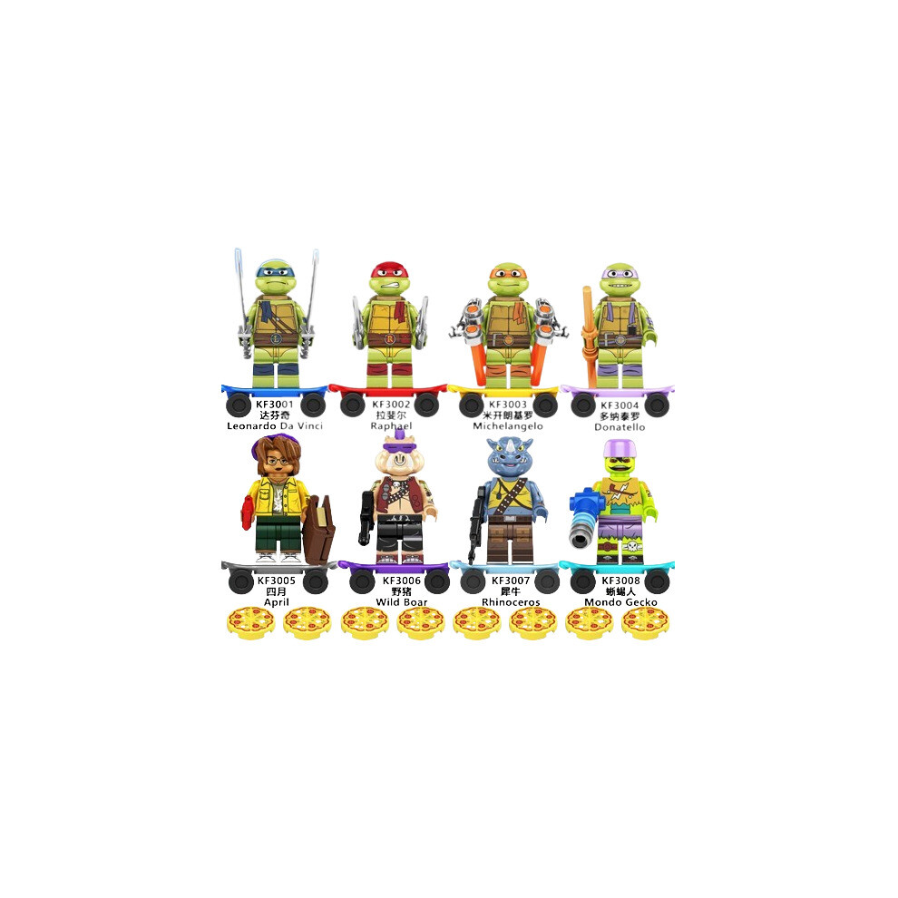 (8PCS A SET) Teenage Mutant Ninja Turtles Building Block Minifigures Toys Fit Lego