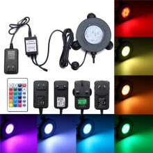 (EU Plug) Aquarium Fish Tank RGB 6 LED Bubble Light Underwater Remote Controller