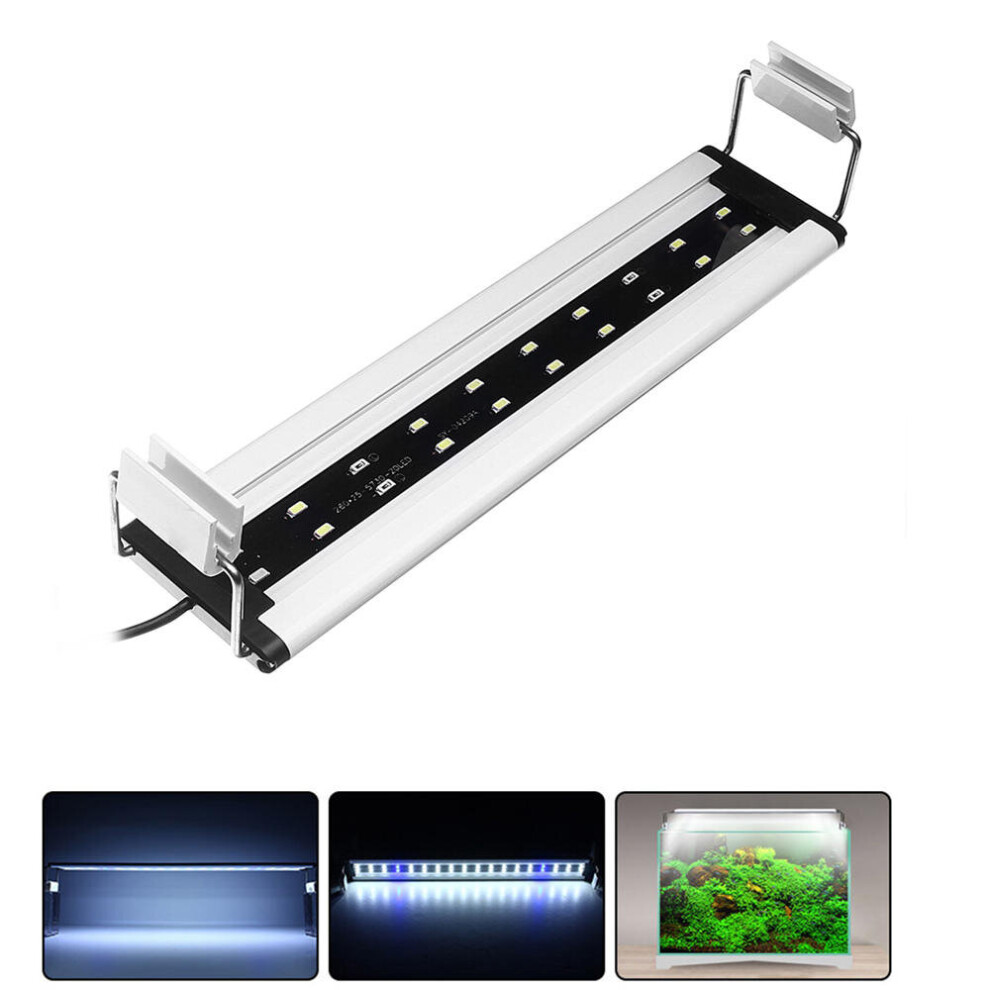 (EU Plug) 6W 20 LED Aquarium Fish Tank Light Panel Blue+White Lamp Adjustable Aluminum