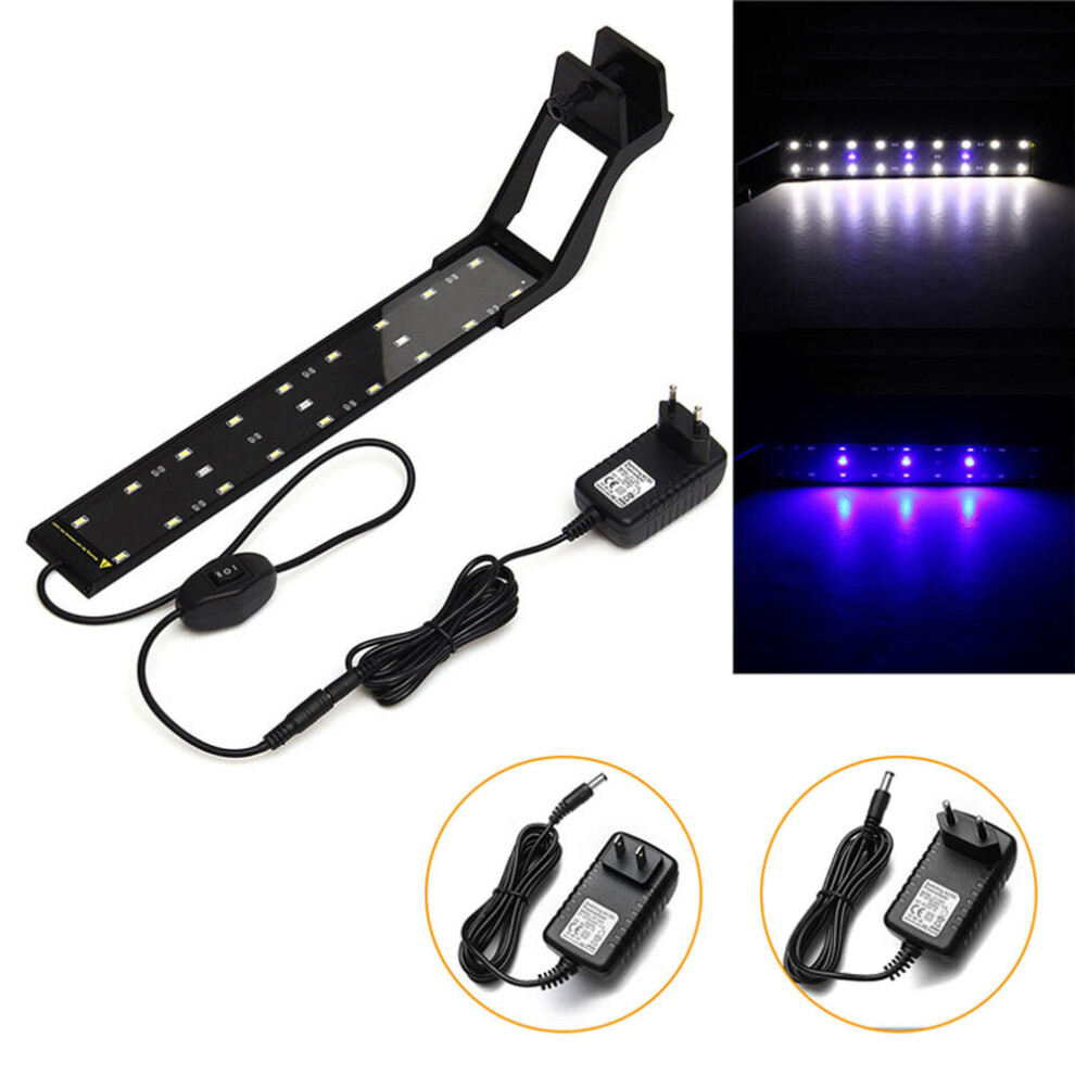 (EU Plug) 8W 33cm Blue & White LED Adjustable Aquarium Fish Tank Lamp Super Slim Clip On Light