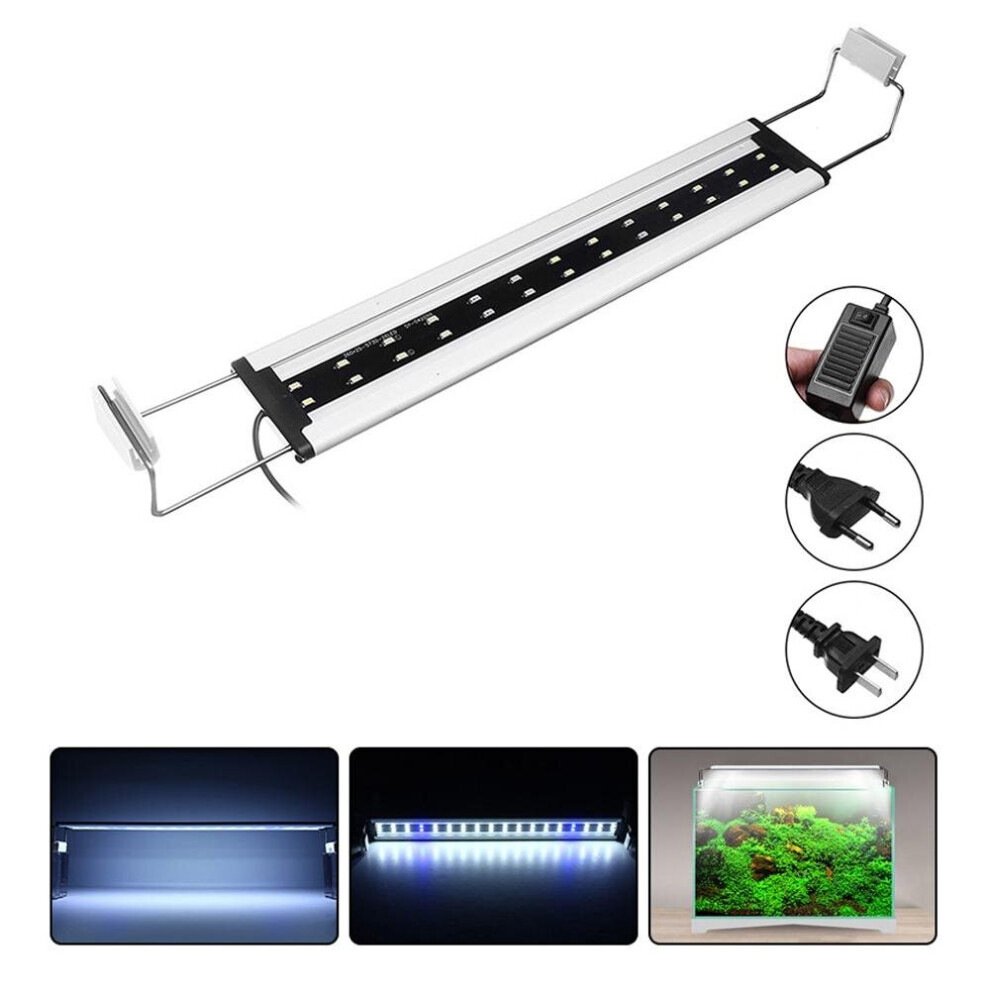 (EU Plug) 8W 26 LED Aquarium Fish Tank Light Panel Blue+White Lamp Adjustable Aluminum