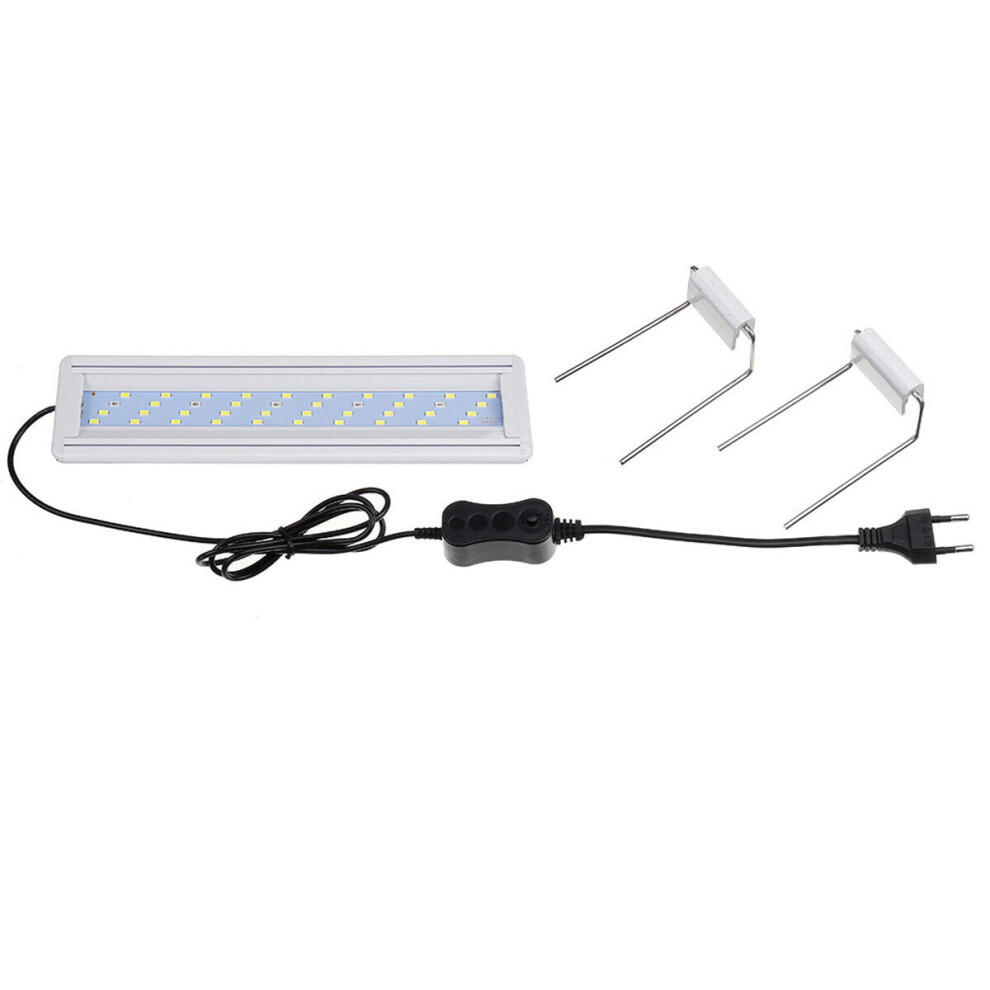 (EU Plug) 8W LED Fish Tank Light 30CM Aquarium Bracket Clip Light Aquarium Lighting Extendable Aquatic Plant Light for 30-40cm Fish Tank