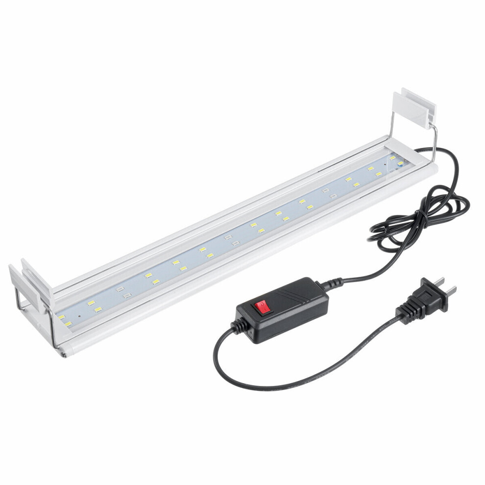 (50-60cm Tank) 3/5/7/9W 220V US Plug Fish Tank Lamp LED Energy-Saving Blue+White Light Line Switch