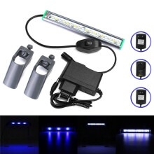 (US Plug) 20cm 18 LED Fish Tank Aquarium Light White Blue Lamp Clip on Waterproof Bar AC110-240V