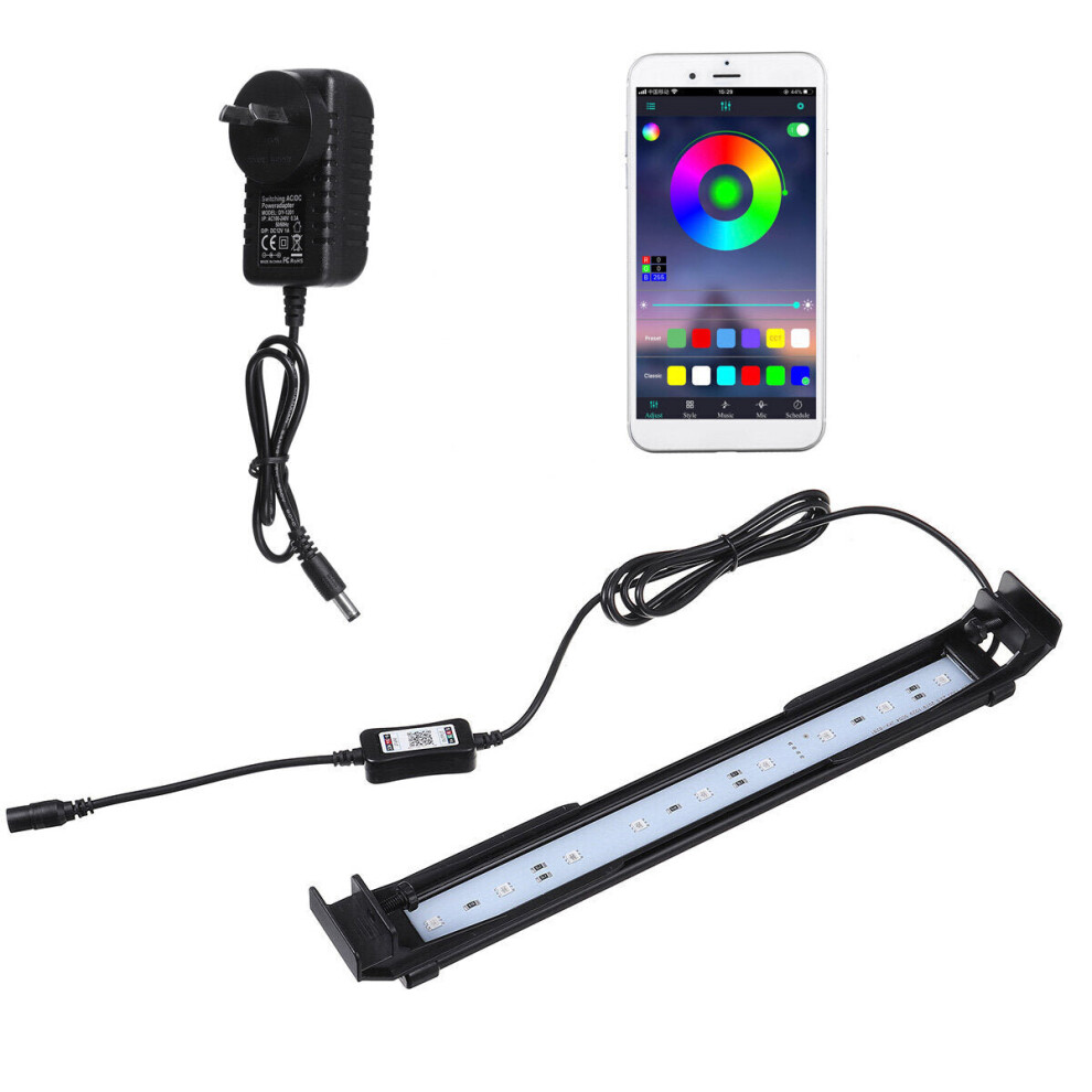 (AU Plug) Dimmable 32CM 10W Bluetooth APP Controlled RGB LED Aquarium Lighting Adjustable Top Light Suitable for Aquarium/Fish Tank