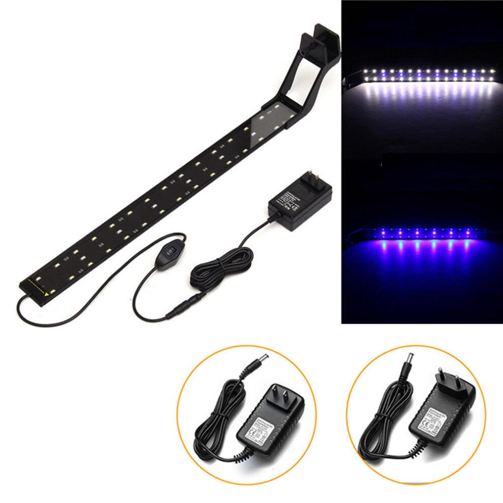 (EU Plug) 14W 53cm Blue & White LED Adjustable Aquarium Fish Tank Lamp Super Slim Clip On Light