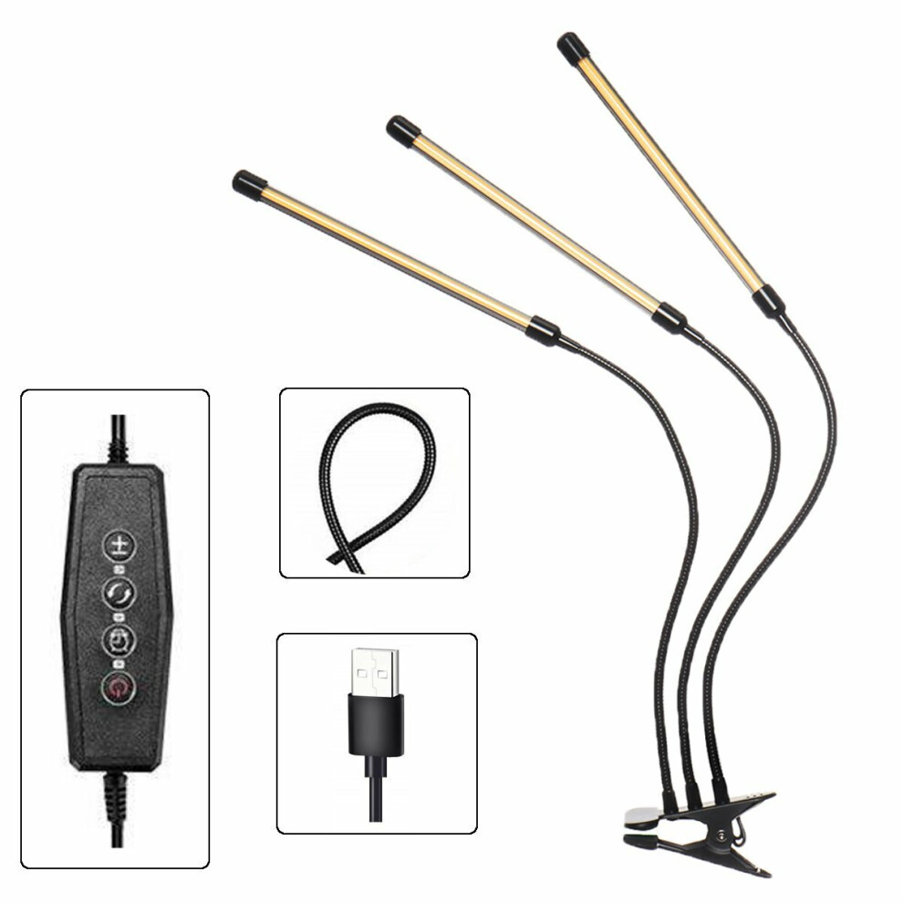 (Yellow) 3-Head 108LED 54W Plant Growing Lamp Flower Grow Light Hydroponics Full Spectrum
